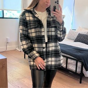 Black & White Plaid Shacket – H&M (Size Small)
